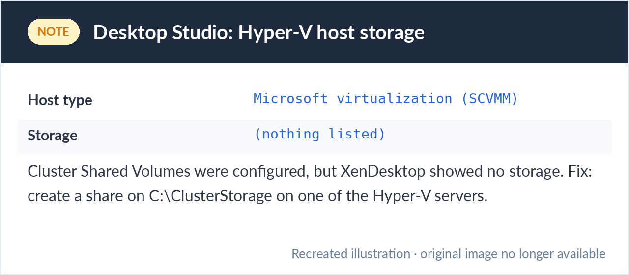 XenDesktop 5 Desktop Studio showing no storage for a Hyper-V host