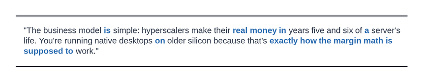 Pull quote: The business model is simple — hyperscalers make their real money in years five and six of a server life